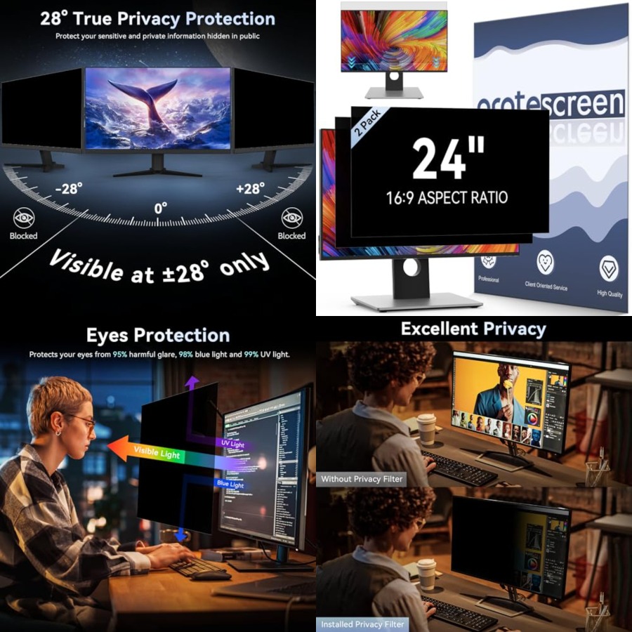 [2-Pack] 24 Inch Computer Priv - Privacy Filter 2Pack avaliação e preço