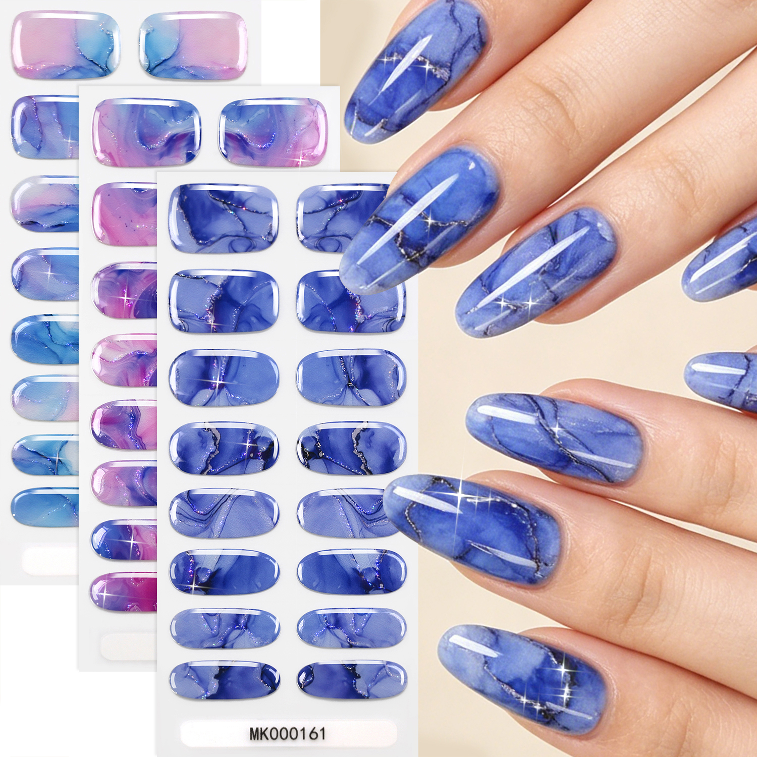 16 Pcs/Sheet Blue Purple Marbl - Full Cover Adhesive avaliação e preço