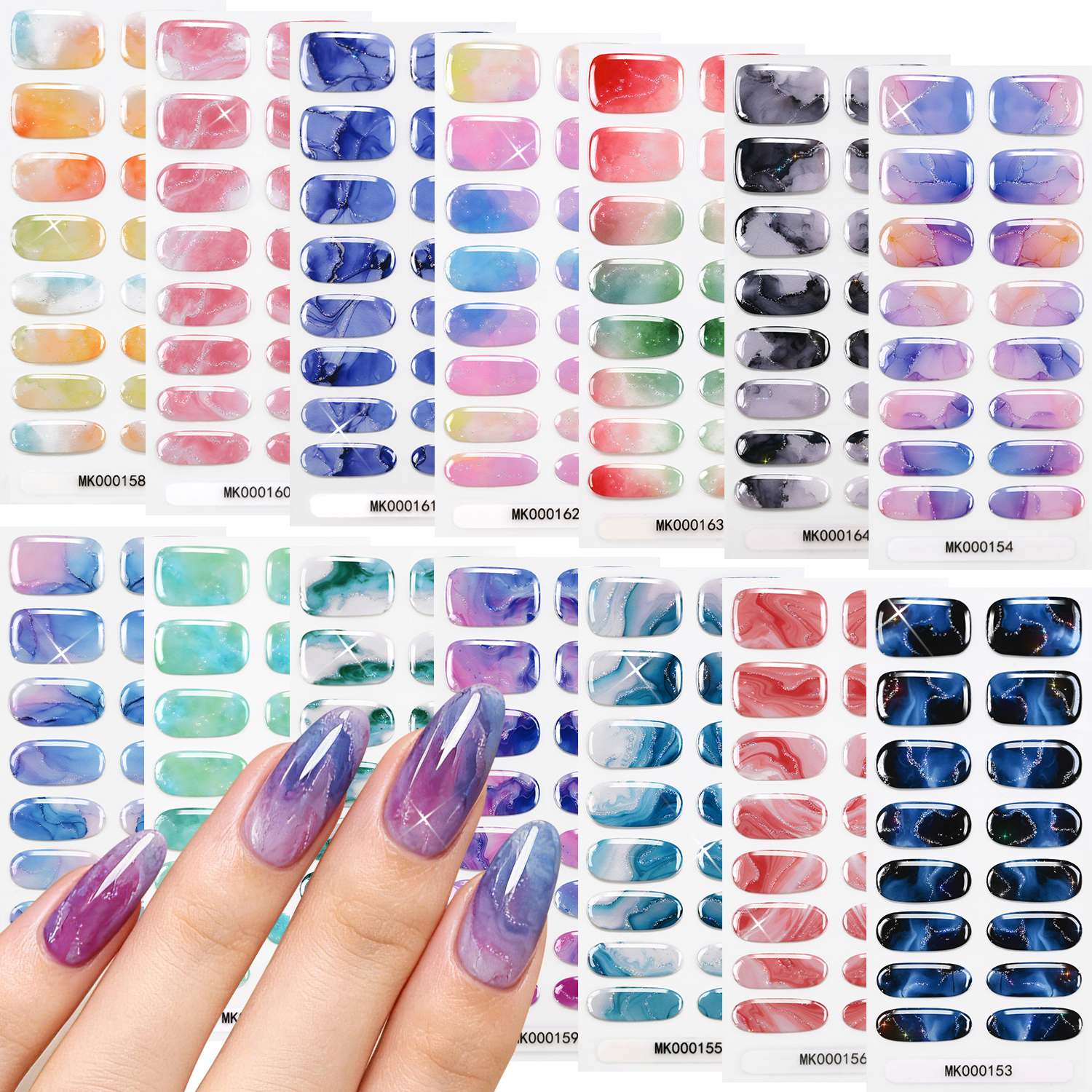 16 Pcs/Sheet Blue Purple Marbl - Full Cover Adhesive avaliação e preço