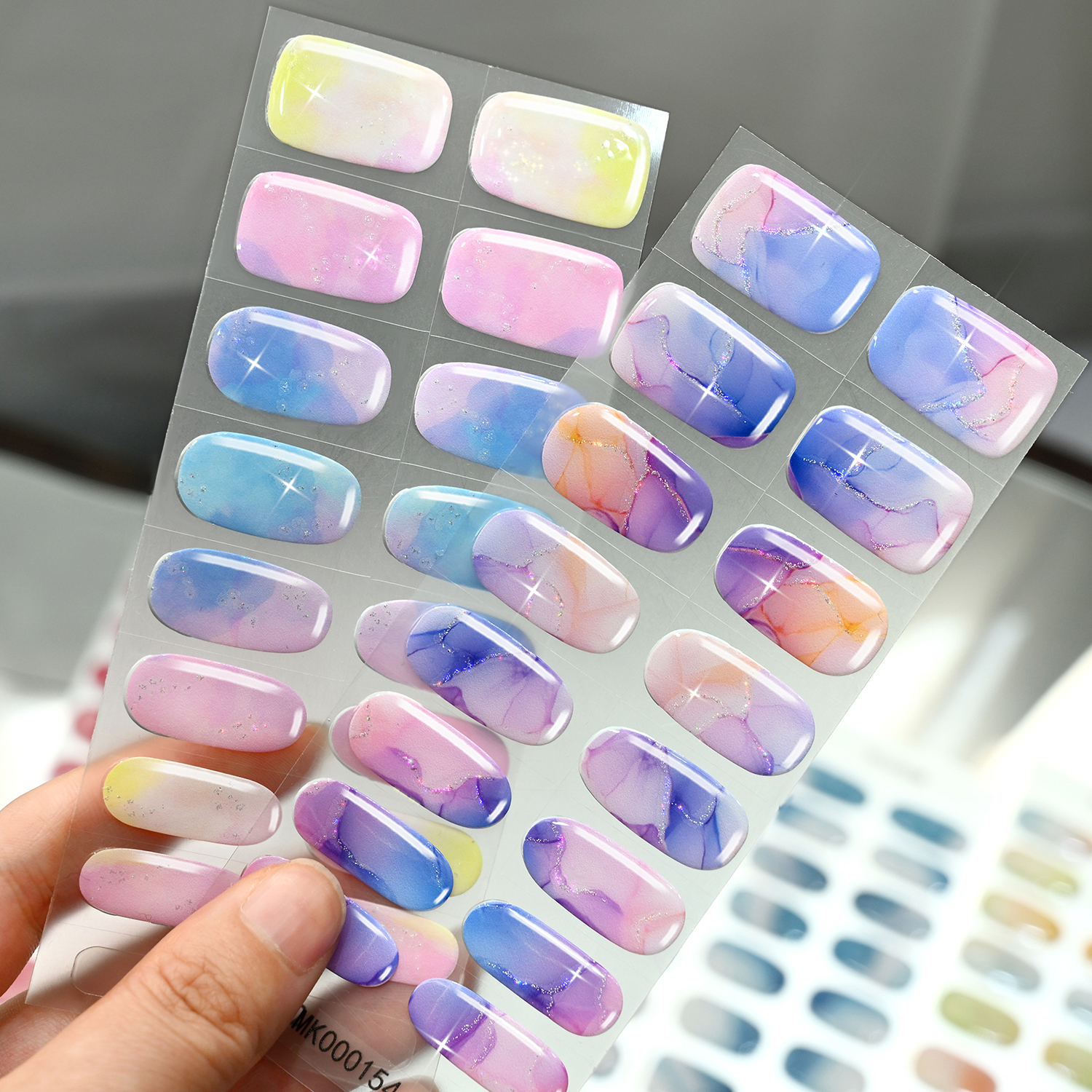16 Pcs/Sheet Blue Purple Marbl - Full Cover Adhesive avaliação e preço