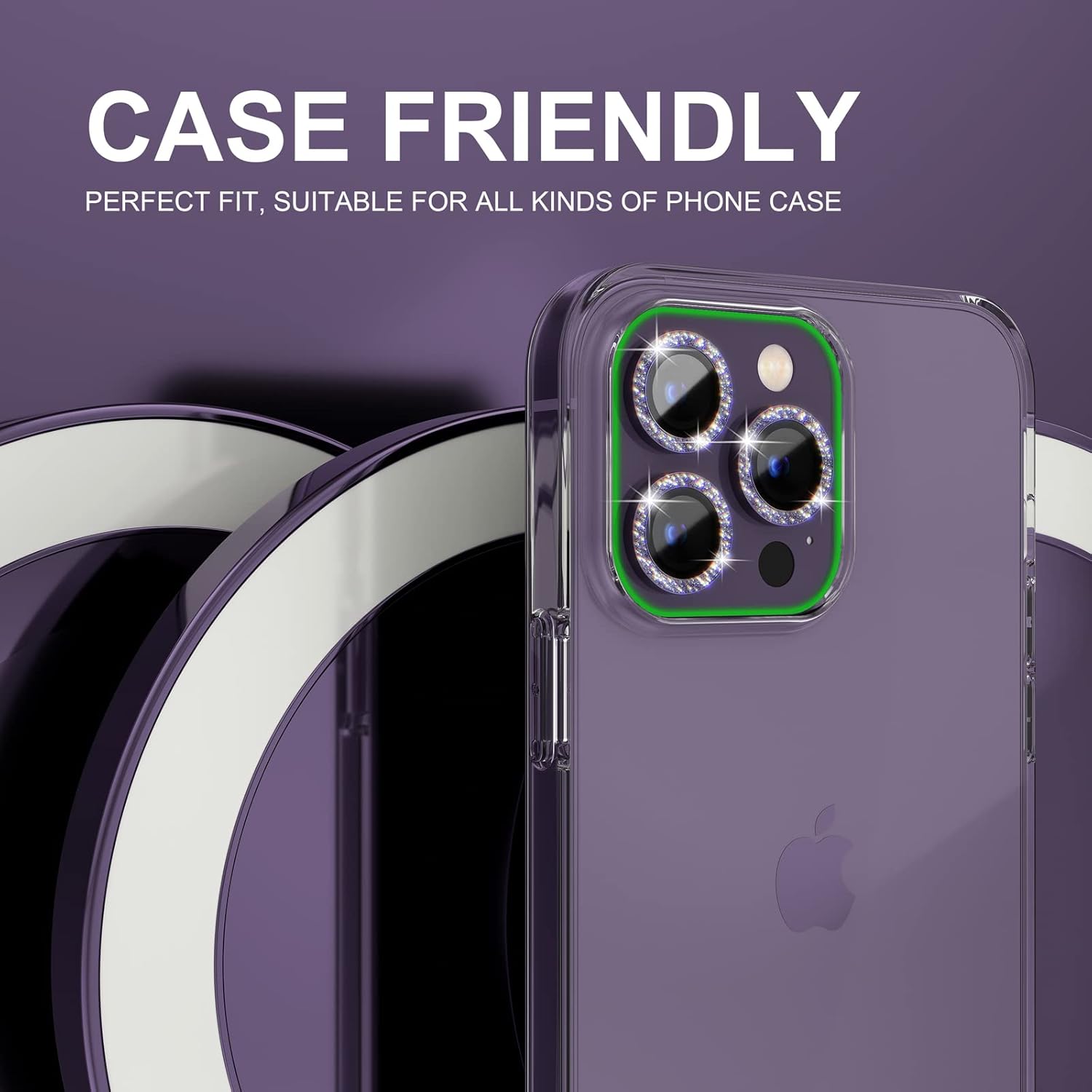1Set Bling Glitter Purple Came - Tempered Glass Screen 9H avaliação e preço